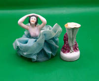 Antique German Porcelain Pincushion Half Doll un Dress. Legs are not attached.