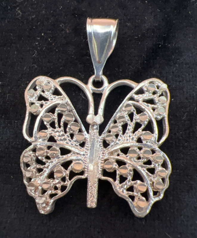 925 Sterling Silver large Butterfly Pendant