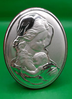 Sterling Silver Icon of Madonna and Child 3.5"