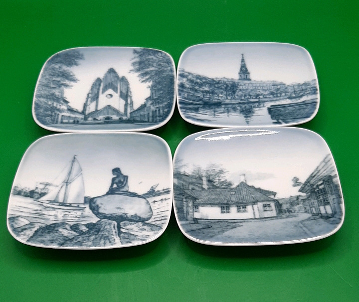 Vintage 4 Small Plates from B and G Denmark 3 x3"