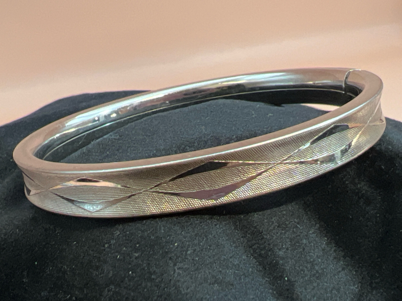 Sterling Silver Diamond Engraved Bracelet