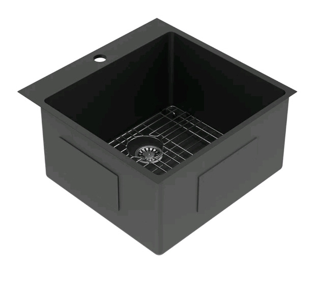 New - Topmount Black Stainless Steel Kitchen Sink , measures 15"×15"×9.5"