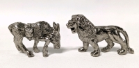 24 Vintage Cast Metal Miniatures : Lions & Donkeys