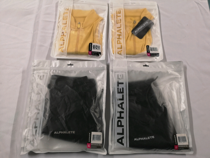 4 New ALPHALETE Women's sz XSmall Essential Core Shorts + Zip Tank Tops