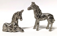 24 Vintage Cast Metal Miniatures : 12 Sitting Unicorns & 12 Standing Horses