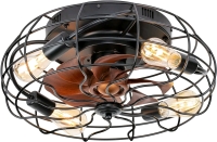New - SUNVIE Low Profile Caged Ceiling Fan , 20'' Flush Mount Ceiling Fan with Lights