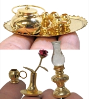 Vintage Copper-Tone Minature Oil Lamps, Roses in Vases and Partial Tea Sets 45+ Pieces!