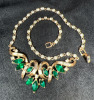 Crown TRIFARI Emerald Green & Clear Rhinestone Necklace - 3