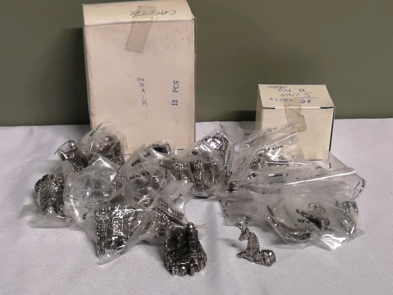 24 New Miniature Pewter Figures - Castles & Unicorns