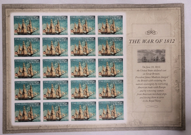 2011 US Postal ' The War of 1812 ' 45 Cent Postage Stamp Panel , 20 Stamps