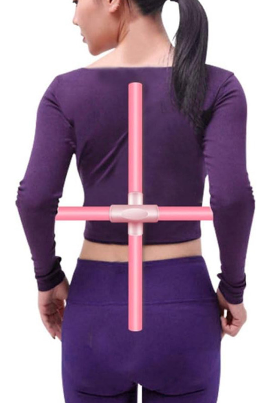 Open Back Stick Men Women Posture Trainer and Corrector Stretching Tool Pink