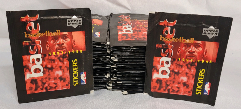 1997 - 1998 Upper Deck Basketball Trading Stickers , 100 Sealed Packs , 6 Per Pack