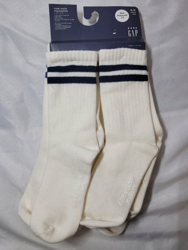 New - Baby Gap Crew Socks 4-5 Years Old , 7 Pairs , White