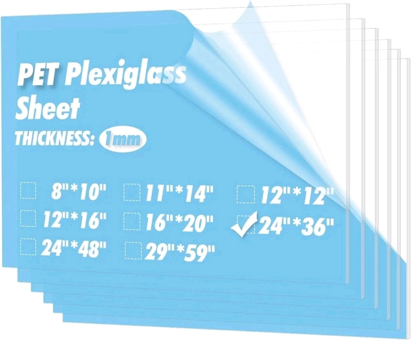 Art3d 5-Pack of 24&times;36" PET/Plexiglass Sheets