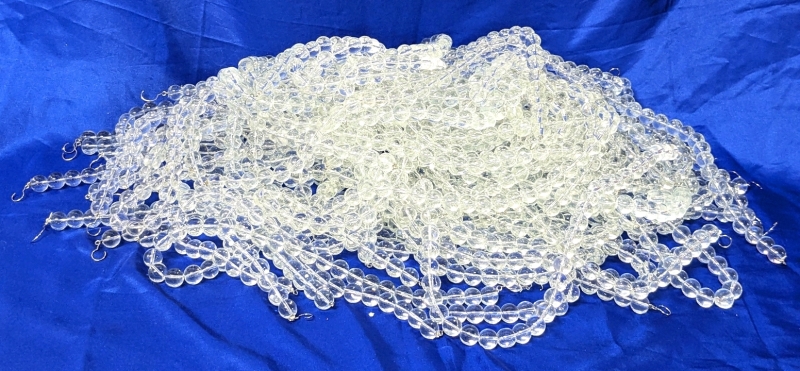 Many Strands of Clear Glass Beads up to 22" Long