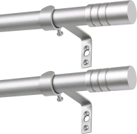2 New Kamanina Curtain Rods - 48 to 86" Nickel with Cylinder Cap Finials