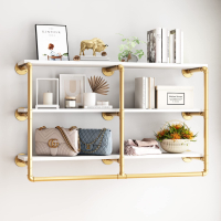 New Gold Tone Industrial Shelf 3 Tier