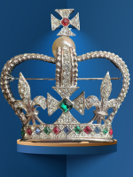 MB Boucher Royal Crown Brooch Pave Tri Colour Jewels