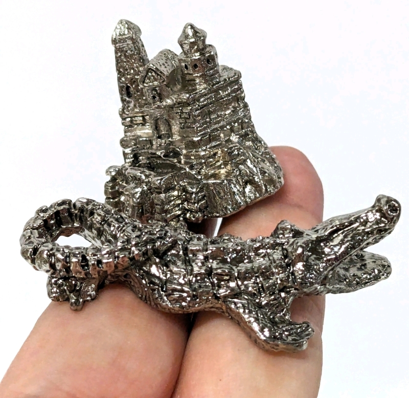 Vintage Pewter Miniatures: 13 Castles & 11 Alligators