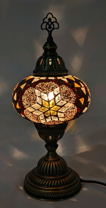 New Turkish Mosaic Globe Handcrafted Table Lamp (Coffee Milk)