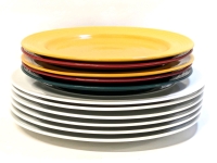 5 Multicolored Fiesta Ware-Like Dinner Plates & 6 White TAFELSTERN Dinner Plates Made in Germany