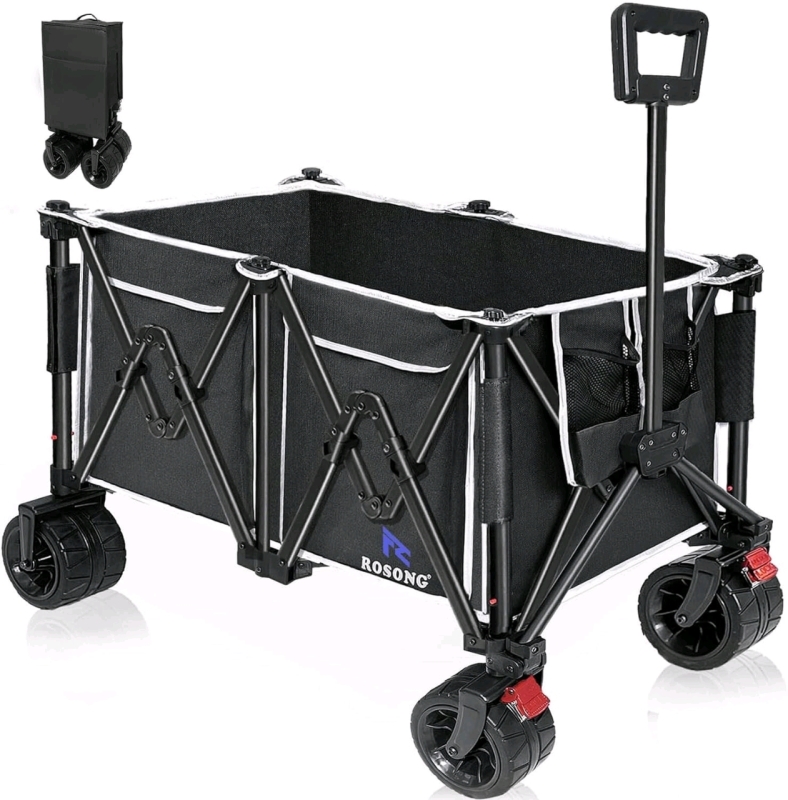 New Rosong Collapsible Beach Wagon with Big Wheels for Sand 400 LBS Capacity