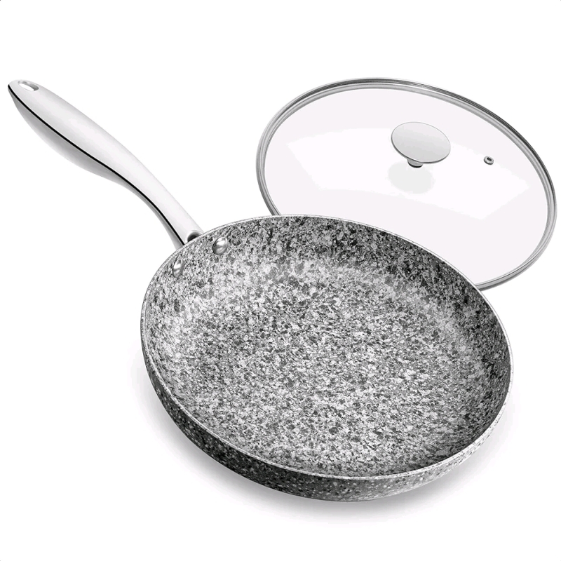 New MICHELANGELO Stone Frying Pan with Lid, Nonstick 12"