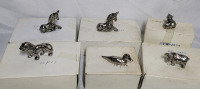 New - Miniature Pewter Figurines in Box , 12 Per Box . Unicorn , Lion , Cat , Pig , Loon