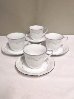 4 Vintage Noritake Teacups & Saucers - Glengarry