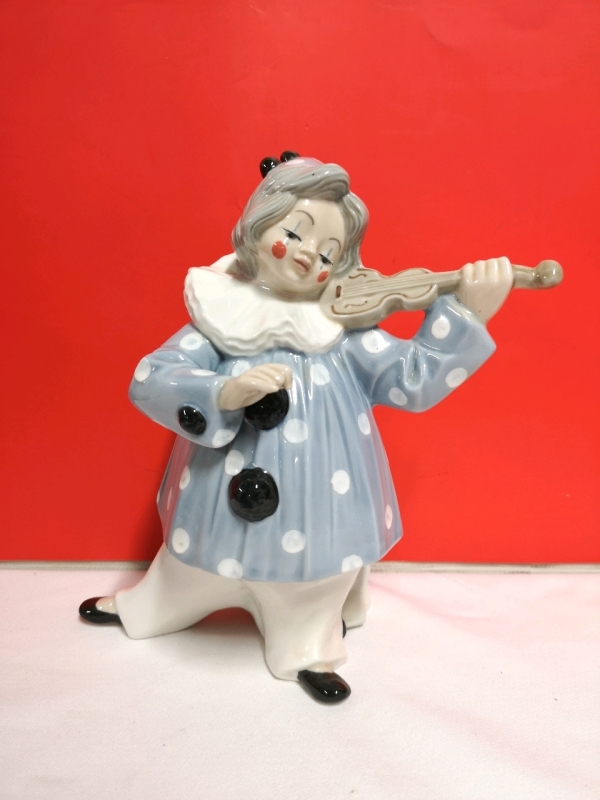 Vintage Tengra Clown Playing Violin Figure - Rare Find