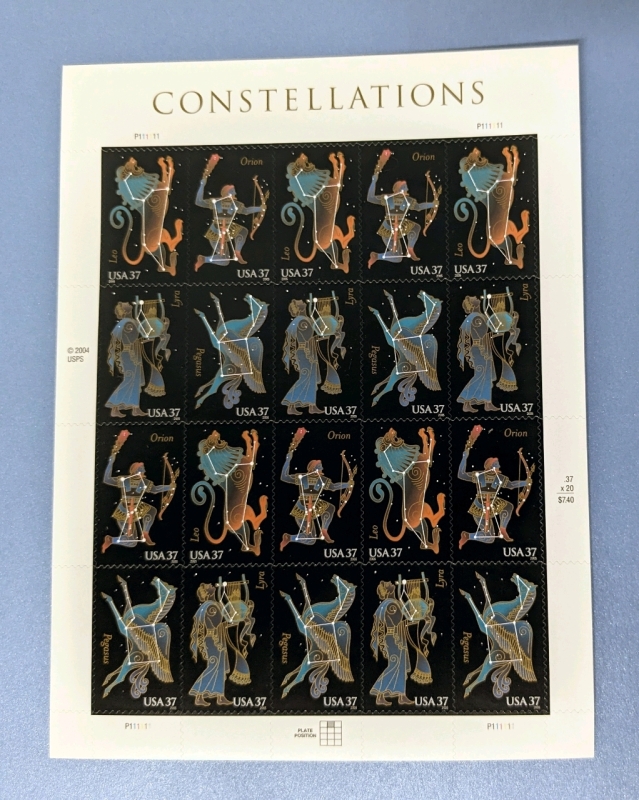 2006 US Postal ' Constellations ' 37 Cent Postage Stamp Panel - 20 Stamps