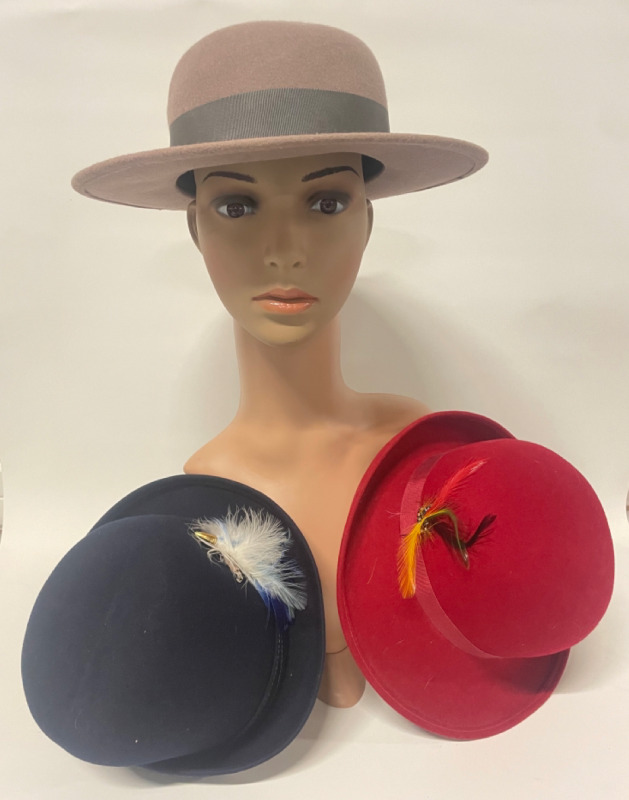Three Beautiful fashion hats inner diameter is 7” for all