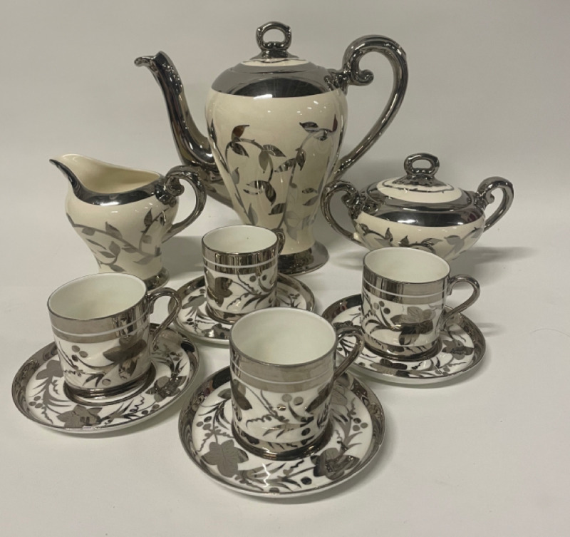 Vintage Coffee Set made in England Old Silver Lustre - Collingwoods and MYOTT
