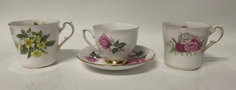 Two Paragon fine bone China teacups and one Colclough teacup and saucer