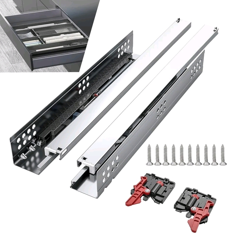 New - SIGOEI 18" Bottom Mount Soft Close Drawer Slides Full Extension Concealed Rails