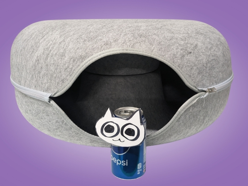 New Large Zip-Apart Felt Cat Donut Tunnel Nest/Bed