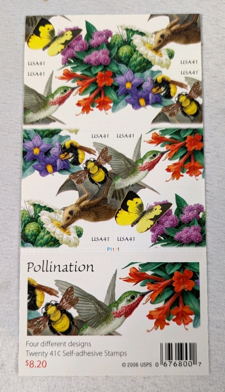 2006 US Postal "Pollination" 41c Stamp Panel. Unused.