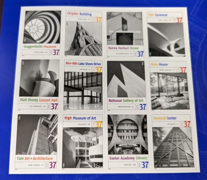 2004 US Postal Masterworks of Modern Architecture 37c Stamp Panel. Unused
