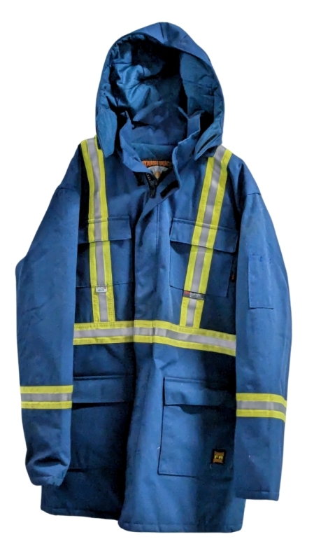 TOUGH DUCK (Size Large Tall) Fire Resistant Insulated Jacket w Hood & Reflective Tape