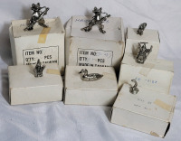 New - Miniature Pewter Figurines in Box , 12 Per Box . Frog , Wizard , Cobra , bird