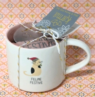 New Karma FELINE FESTIVE Ceramic 16oz Mug & Socks (One Size Fits Some)