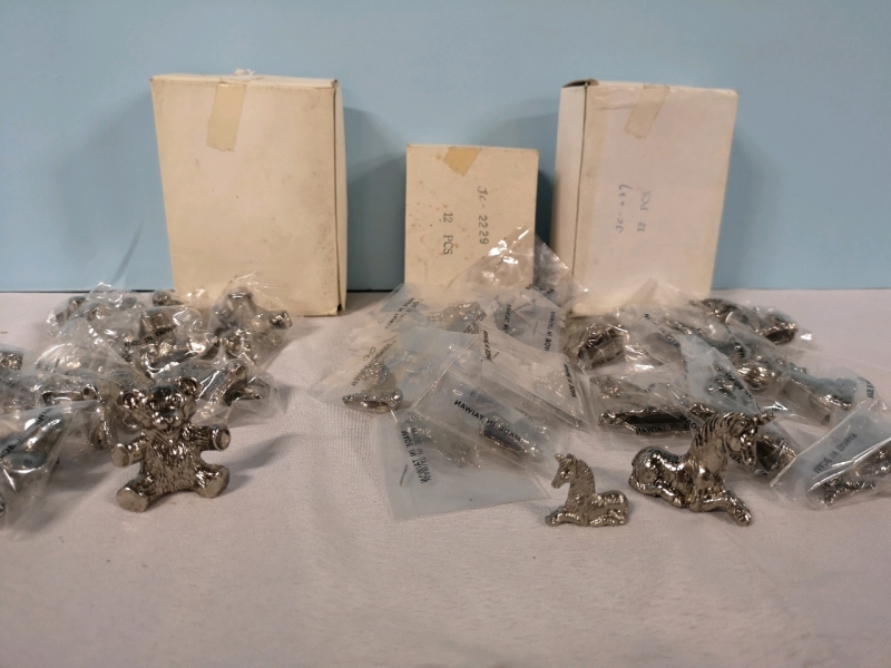 33 New Miniature Pewter Figures - Teddy Bears & Unicorns