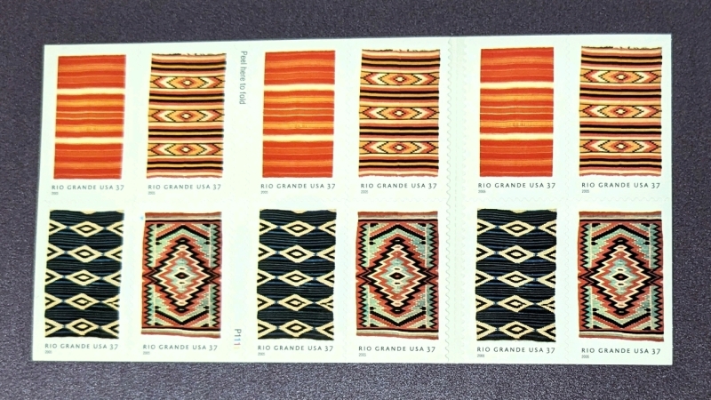 2005 US Postal ' American Treasures : New Mexico Rio Grande Blankets ' 37 Cent Postage Stamp Panel - 20 Stamps