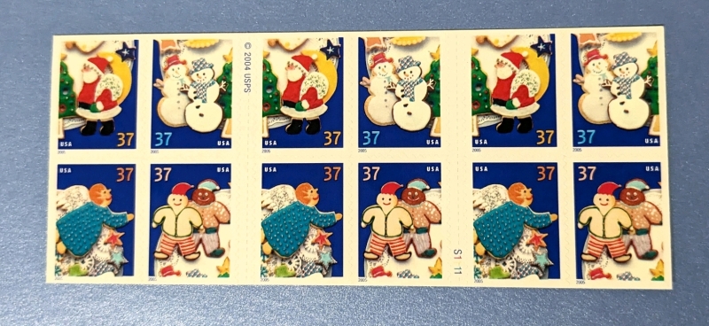 2005 US Postal ' Holiday Cookies ' 37 Cent Postage Stamp Panel - 20 Stamps