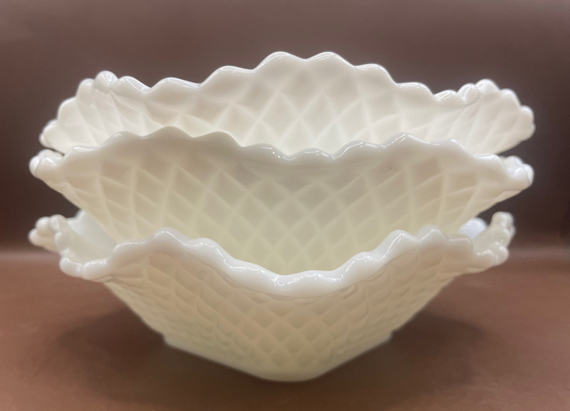 Three Milk Glass Candy Dishes