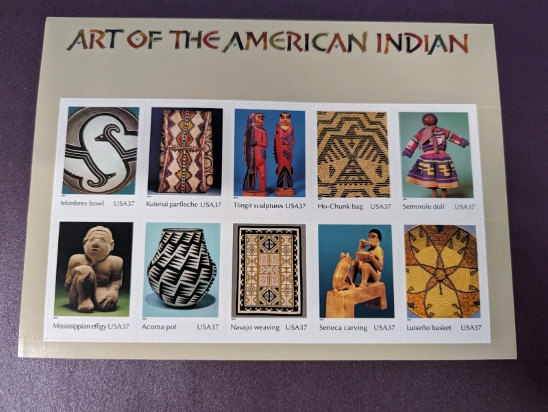 2004 US Postal "Art of the American Indian" 37c Stamp Panel. Unused.