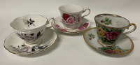 Three Teacups and Saucers including Royal Albert and Queen Anne