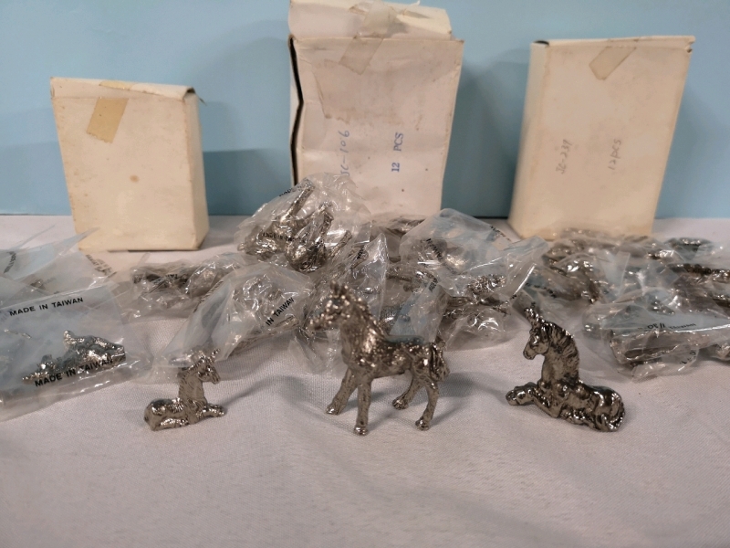 34 New Miniature Pewter Figures - Unicorns & Horses