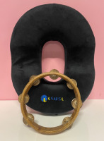 Hemorrhoid treatment donut tailbone pillow and 8&rdquo; tambourine with 1 row jingles and natural wood finish