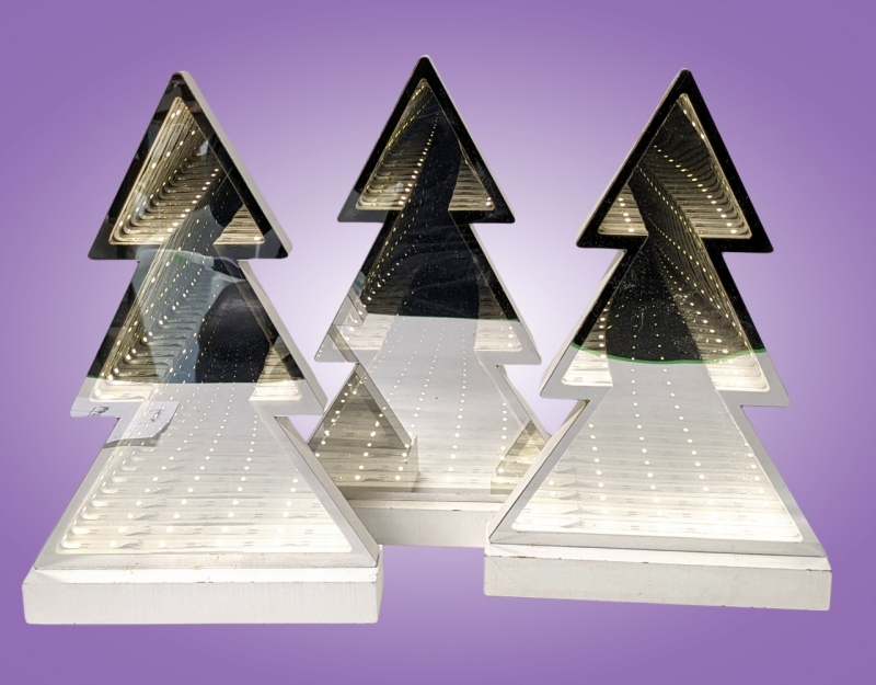 3 Christmas Tree Shaped Light-Up Infinity Mirrors